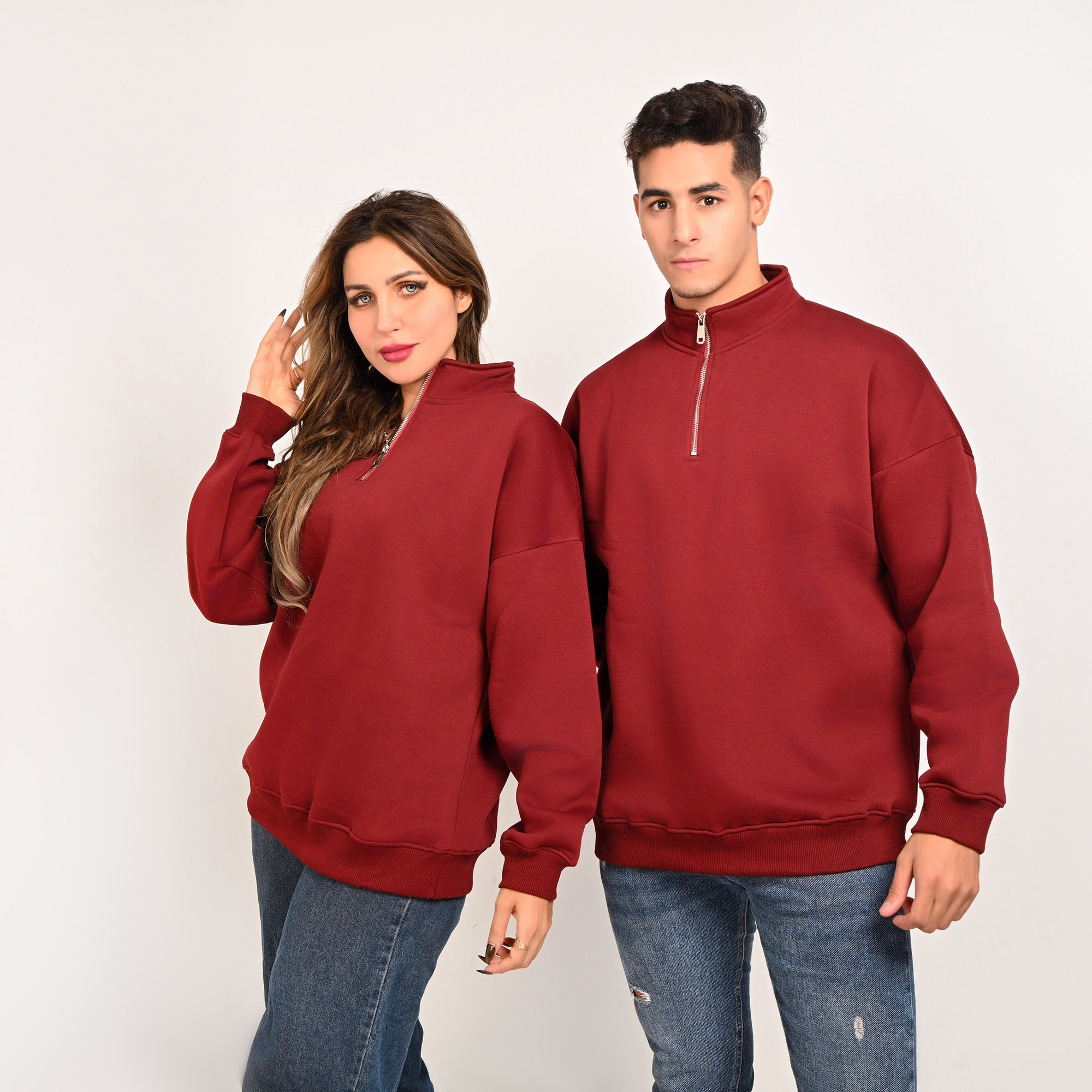 Unisex Burgundy Quarter-Zip