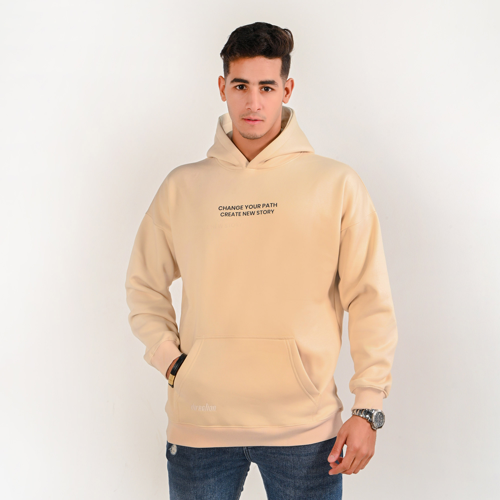 Change your path-unisex cream beige hoodie