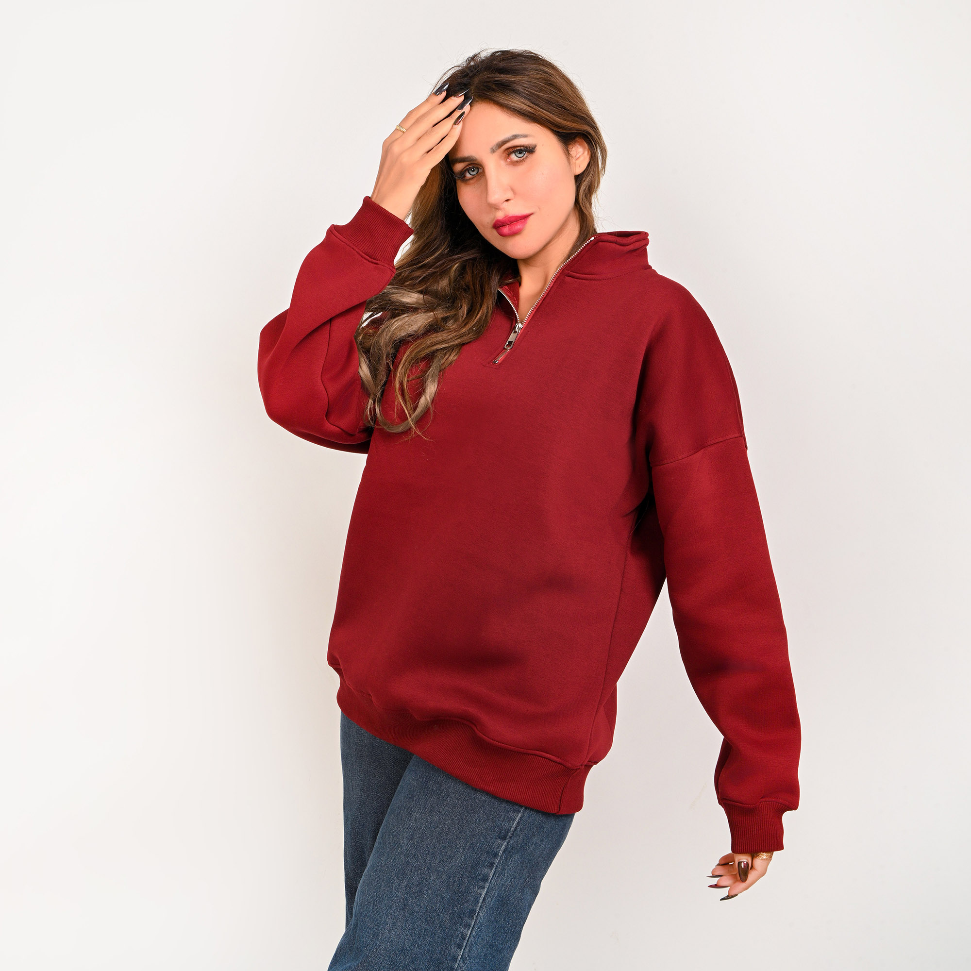 Unisex Burgundy Quarter-Zip
