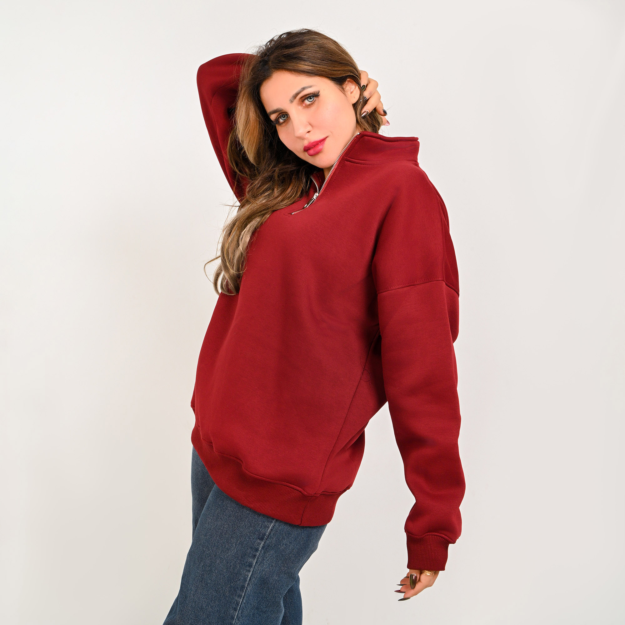 Unisex Burgundy Quarter-Zip