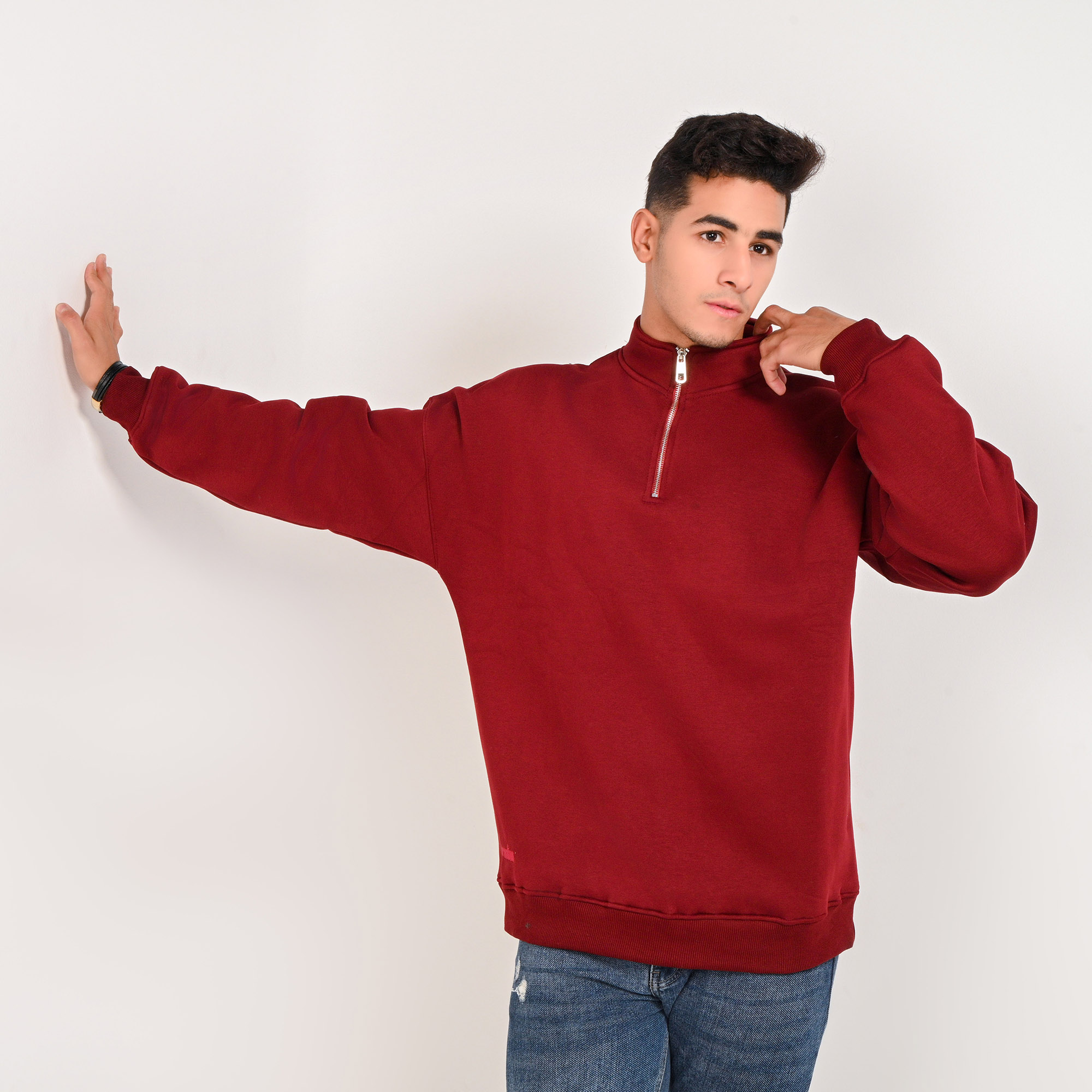 Unisex Burgundy Quarter-Zip
