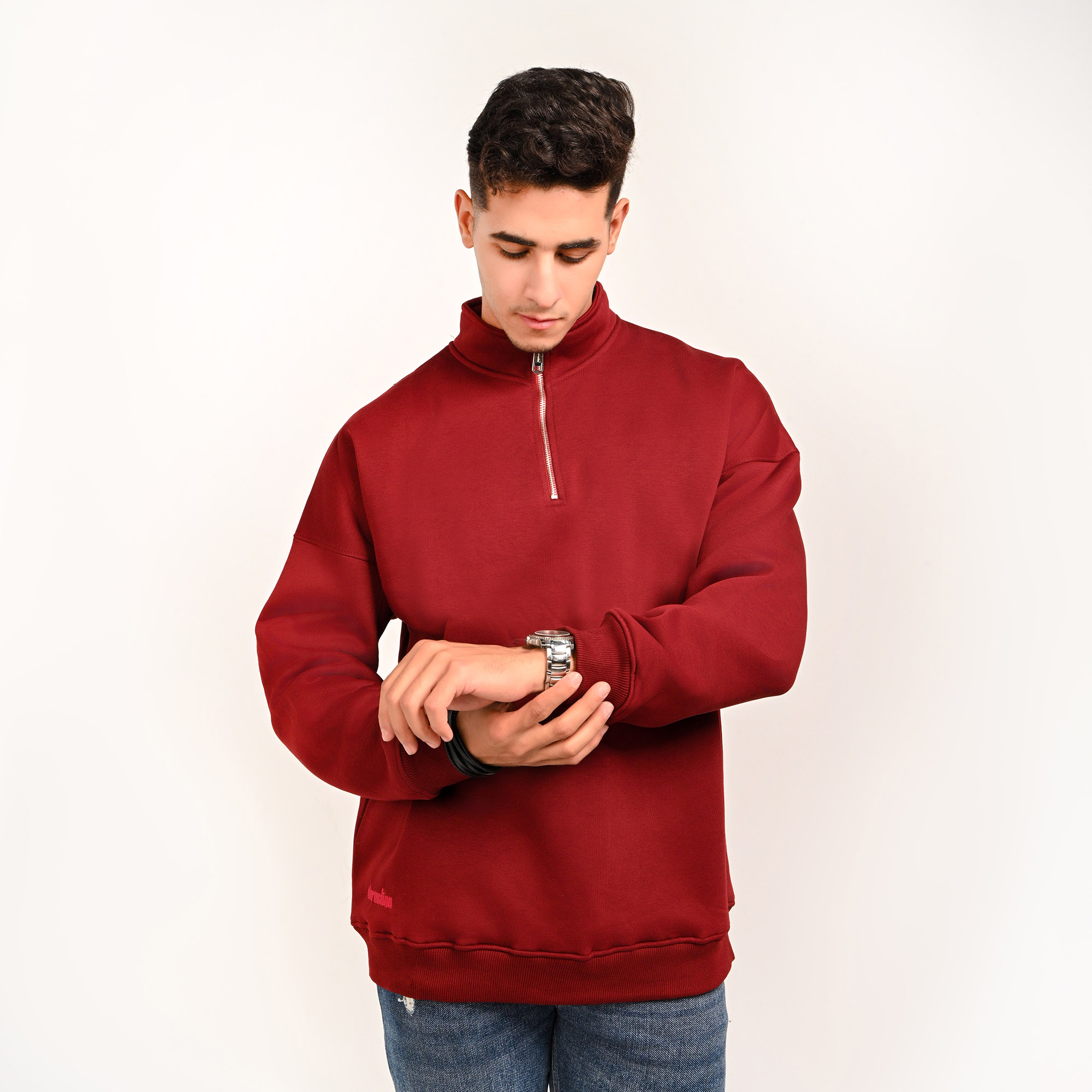 Unisex Burgundy Quarter-Zip