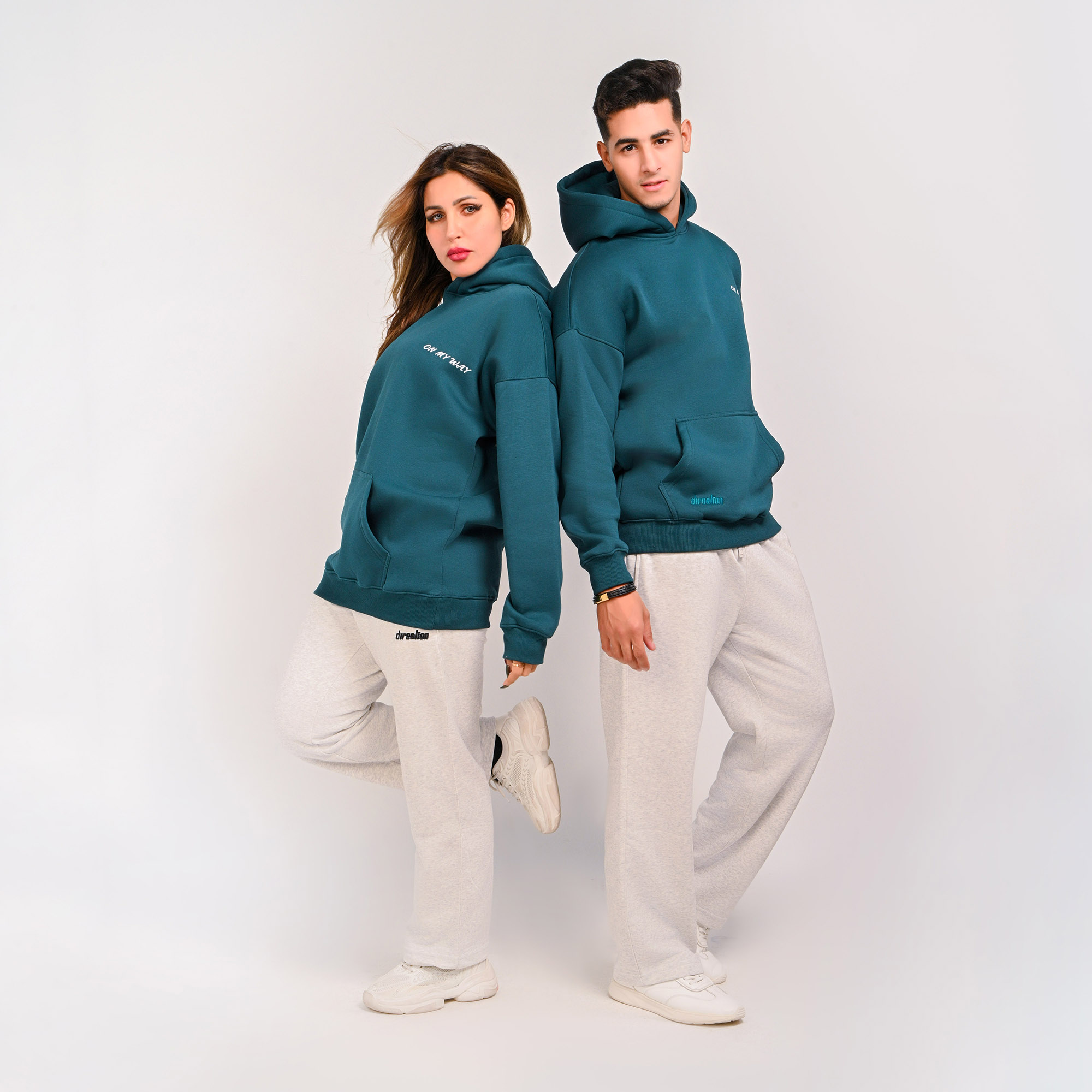 On my way- unisex dark teal hoodie