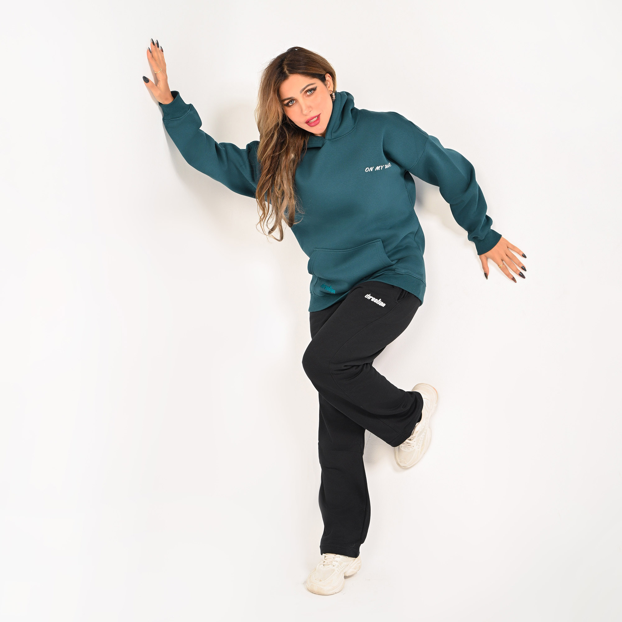 On my way- unisex dark teal hoodie