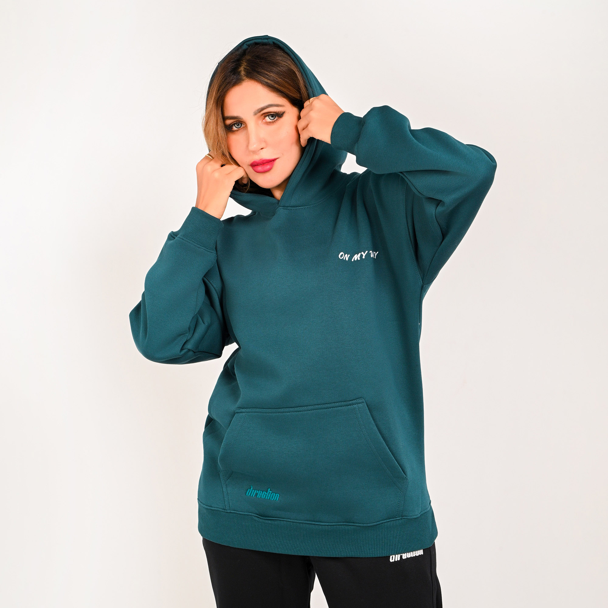On my way- unisex dark teal hoodie
