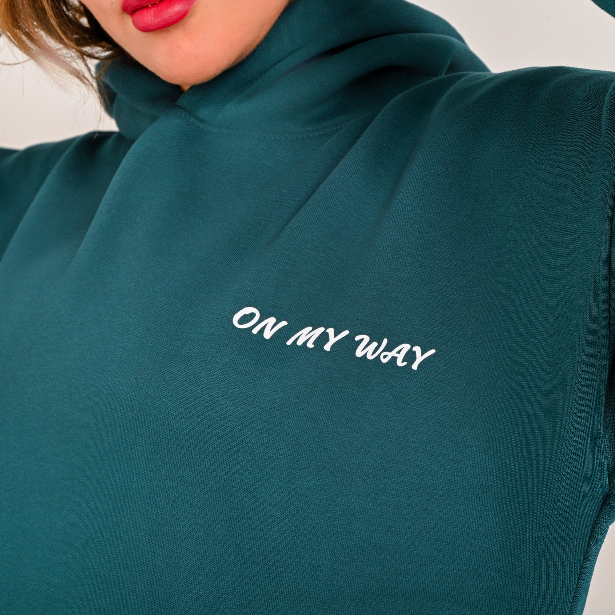 On my way- unisex dark teal hoodie