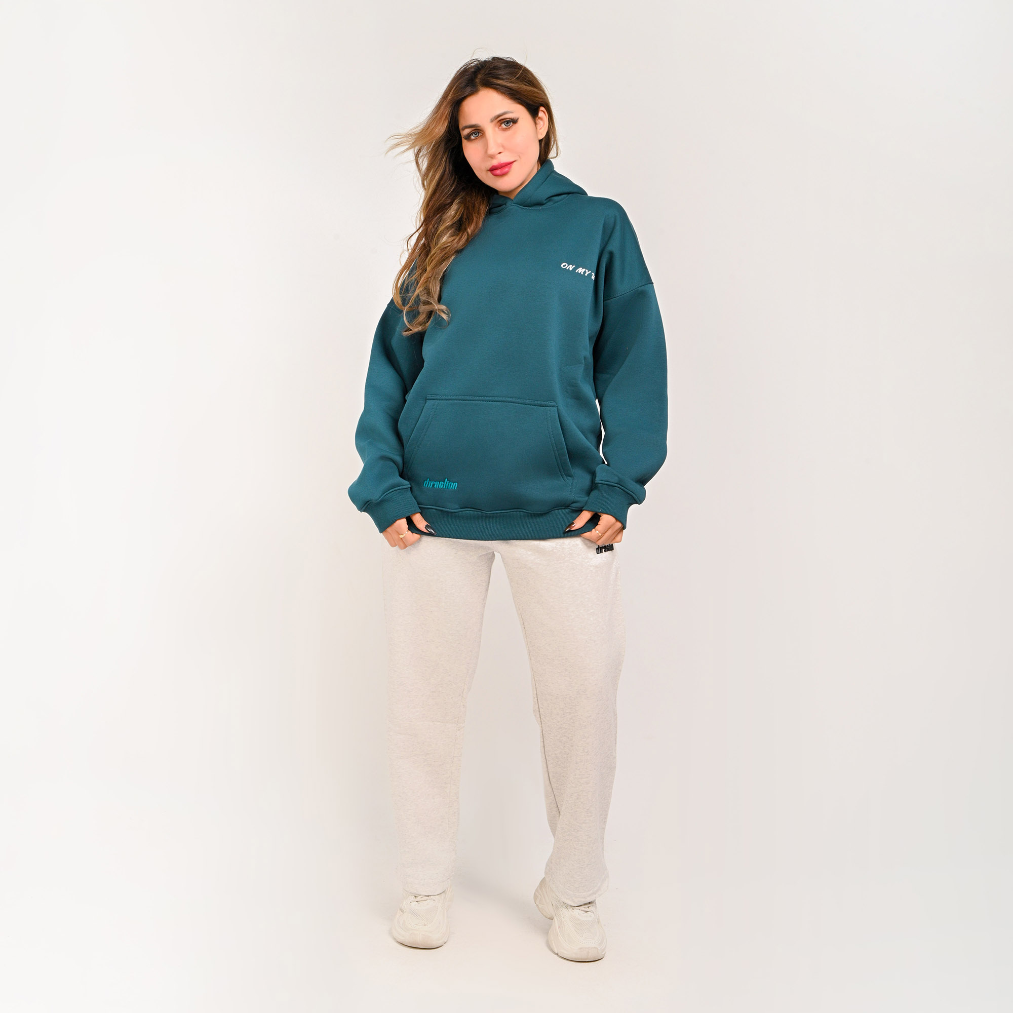 On my way- unisex dark teal hoodie