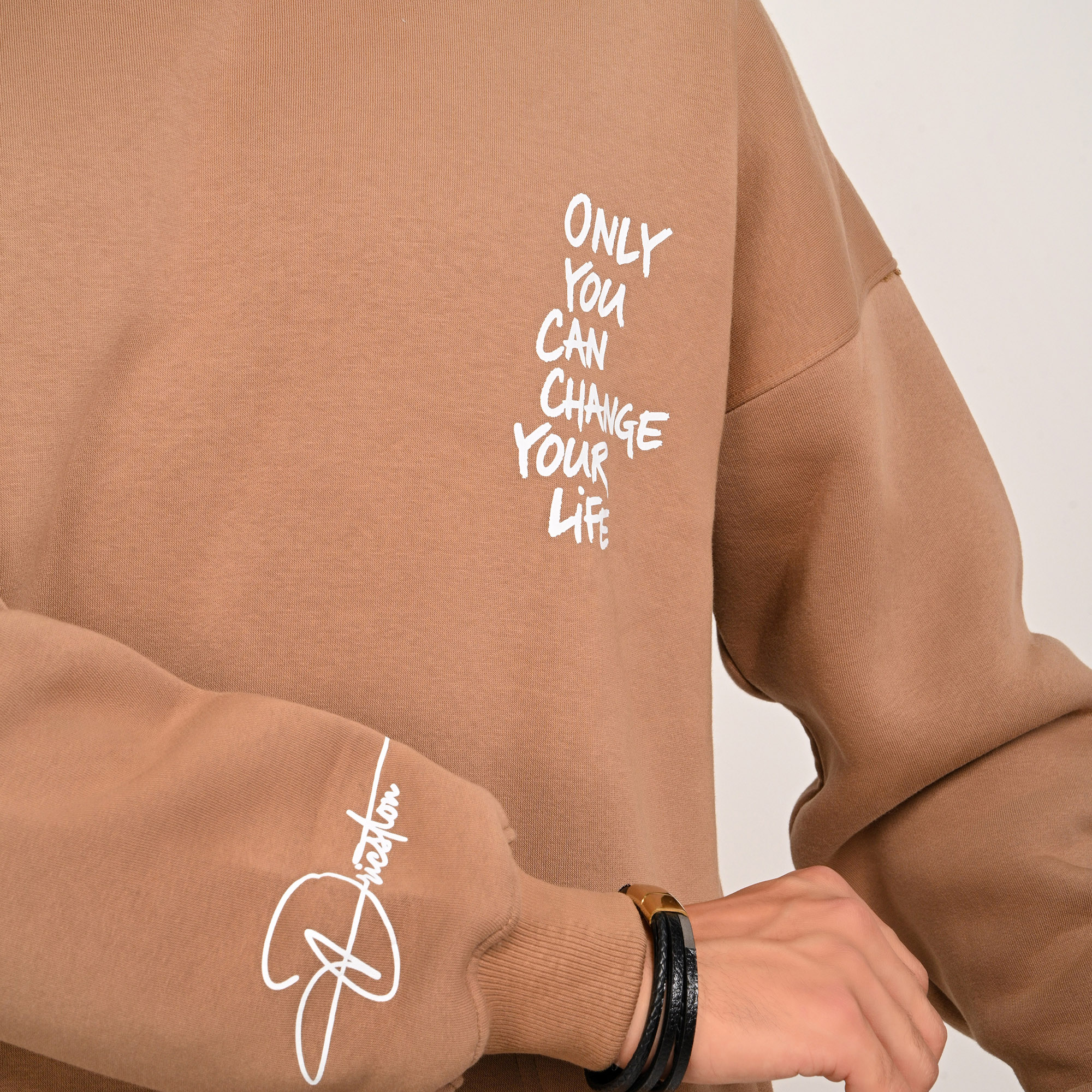 Only you can change your life-unisex mocha brown hoodie