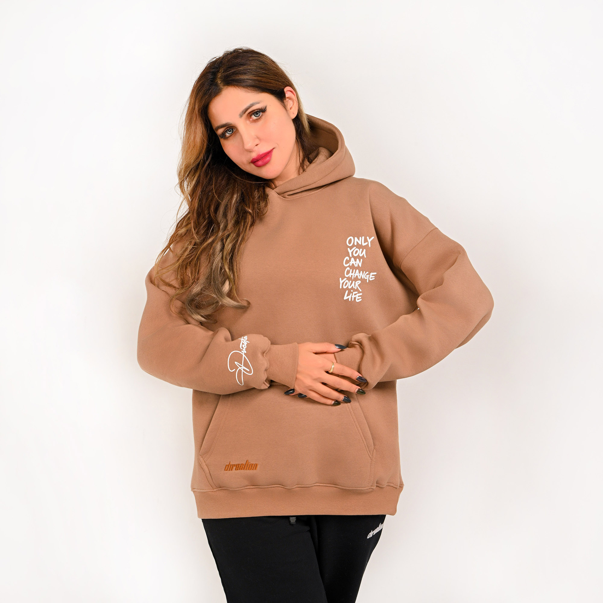 Only you can change your life-unisex mocha brown hoodie