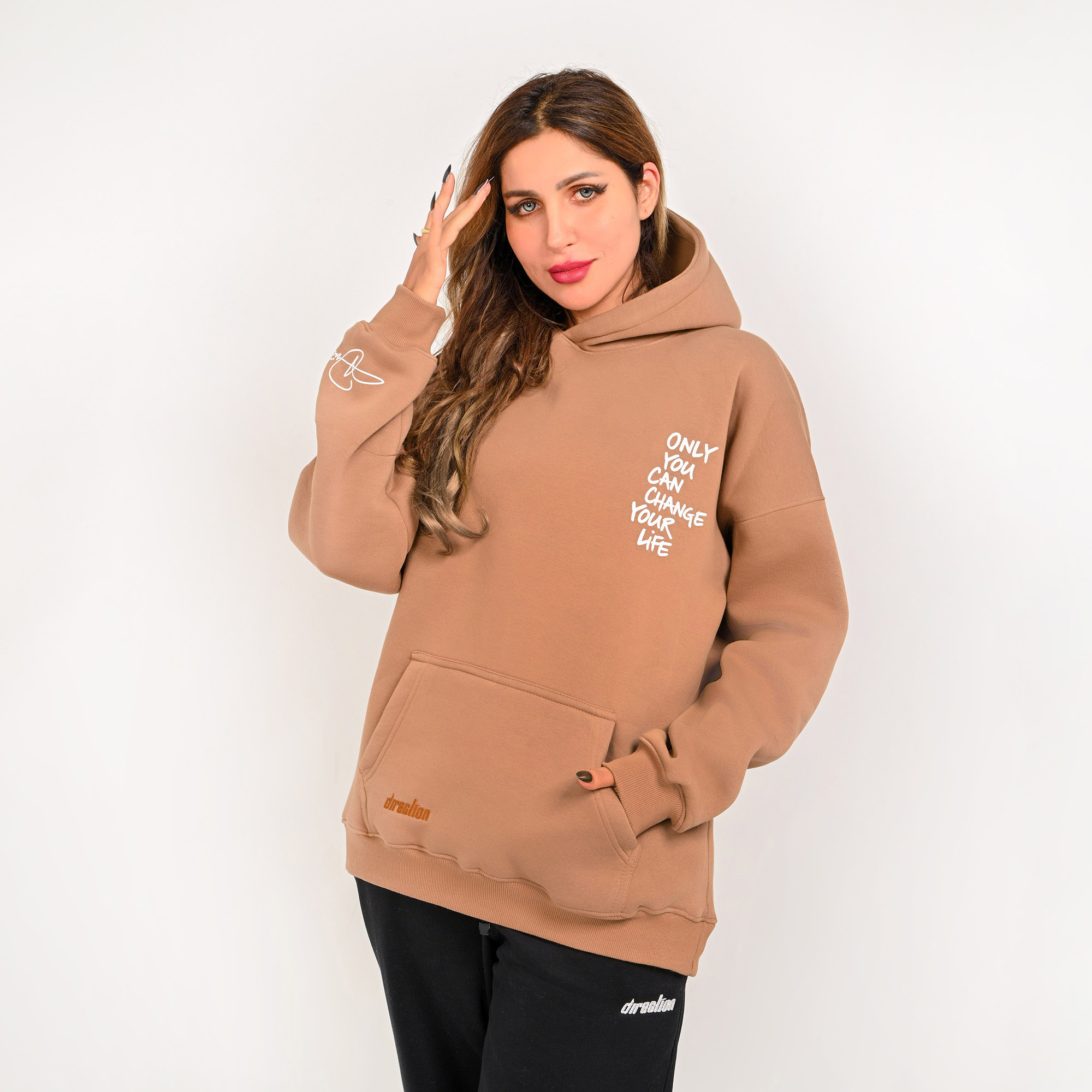 Only you can change your life-unisex mocha brown hoodie