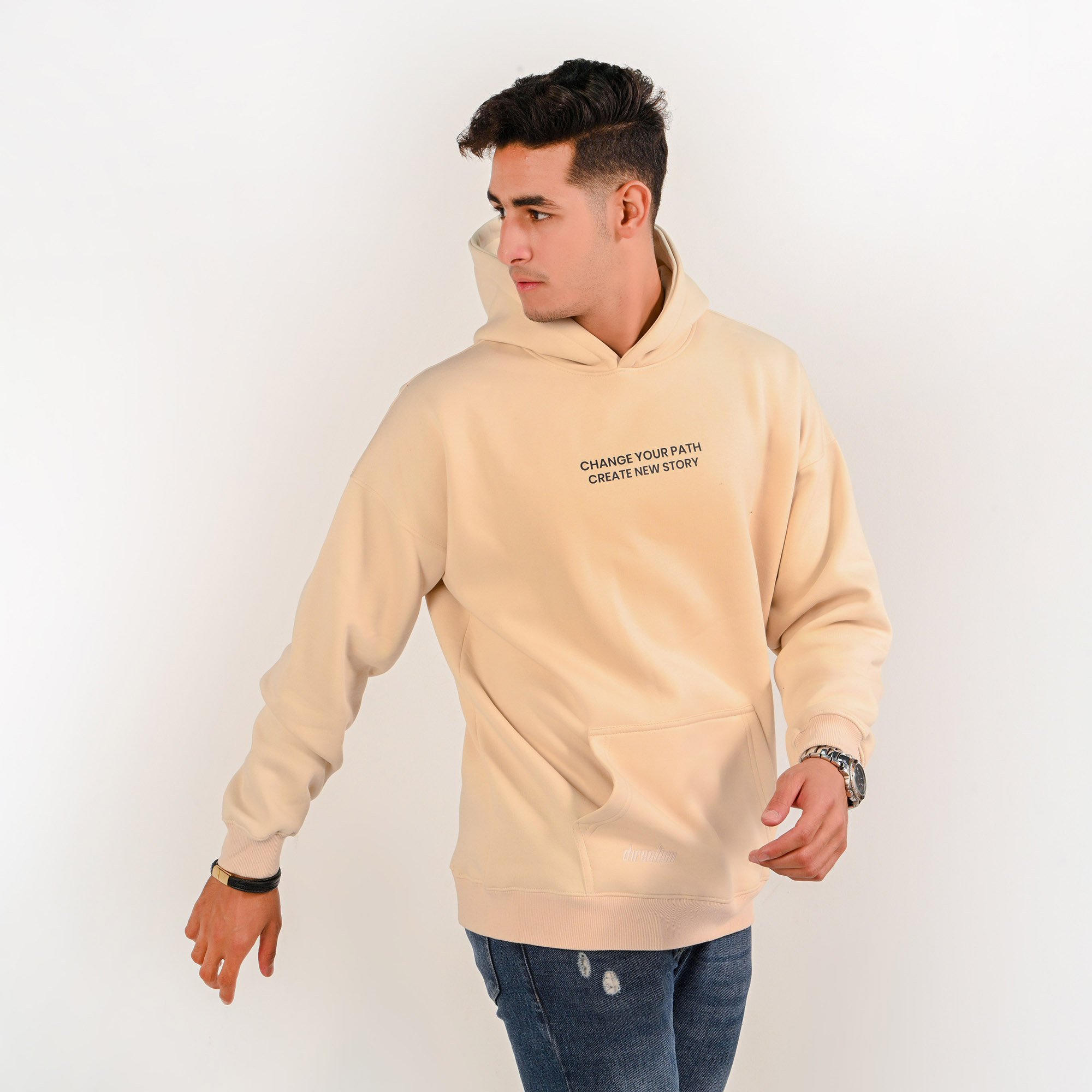 Change your path-unisex cream beige hoodie